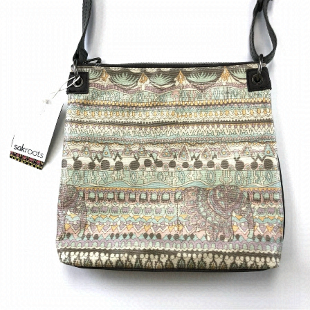 Sakroots NEW coated canvas elephant print cross body purse
